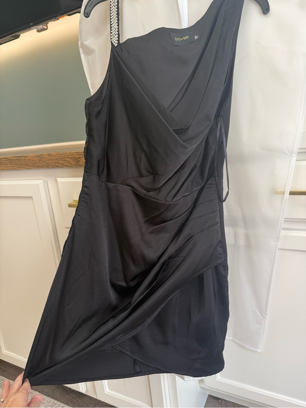 DO+BE Black One-Shoulder Draped Mini Dress - Homecoming Dress